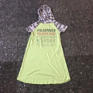 yellow nightgown with a hood